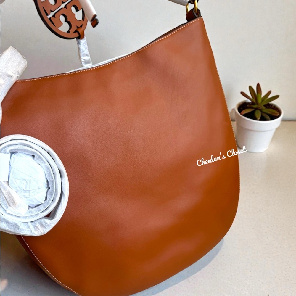 Tory Burch Metal Miller Slouchy Hobo With Long Strap Brown With Gold Hardware - Picture 10 of 16